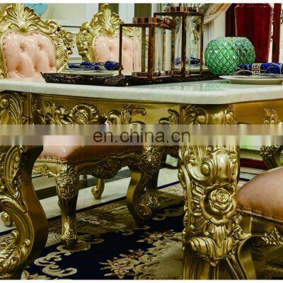 Hot Sale Dining Furniture Classic Luxury Dining Table Designs With Marble Counter Top