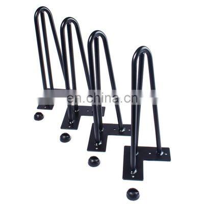 16 Inch Hairpin Table Legs 1/2'' Dia 3 Rods Hairpin Furniture Feet 4pcs Heavy Duty Black Hairpin Legs For Coffee Table DIY Des