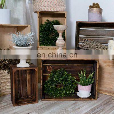 Rustic Finish Nesting Boxes Fruit Wooden Crates in Bulk Vintage Home Garden Stacking Wooden Rustic Custom Wood Crates photo-5