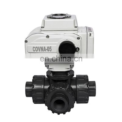 50mm 3 Way T Port 12V Electric Actuated Motorized Electric PVC Ball Valve with Actuator 3 way motorized valve