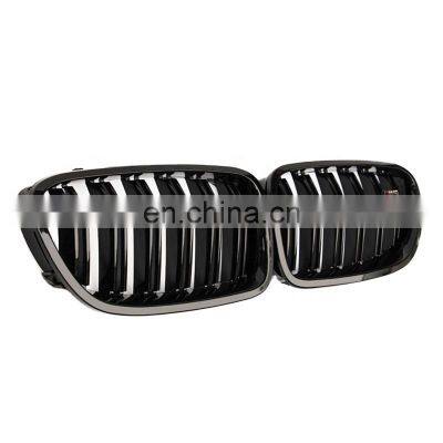 For BMW Grille F10 Racing Grill glossy black double slat line car bumper mesh grill for 5 series F10 F18 M5 2010-2017