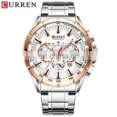 CURREN 8363 Men Quartz Watch With Logo Stainless Steel Japan Quartz Chronograph Business Men Wrist Watches