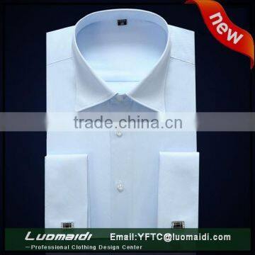 Special offer!!!french cuff dress shirt blue/wholesale shirt in bulk/official men shirt dress