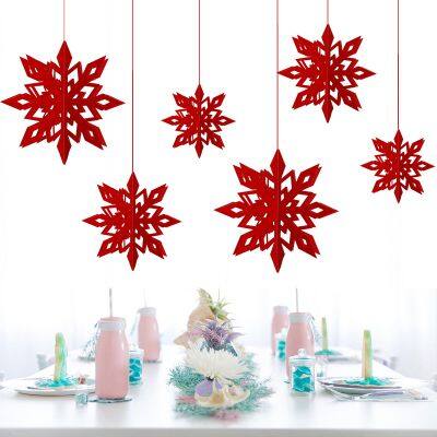 Hot Sale 6 Pcs/Set Custom Indoor Paper 3D Snowflake Hanging Christmas Ornaments For Decoration photo-2