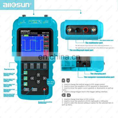 All-sun EM115A Handheld Oscillograph 3 in 1 Multi-function Oscilloscope 50MHZ Color Screen Scope Meter Single Channel Hot Sale photo-5