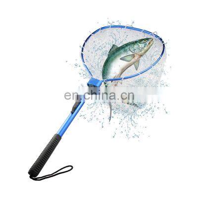 Folding Hand Fishing Net Silicone Carp Landing Net with Aluminum alloy Handle Retractable Fishing Nets