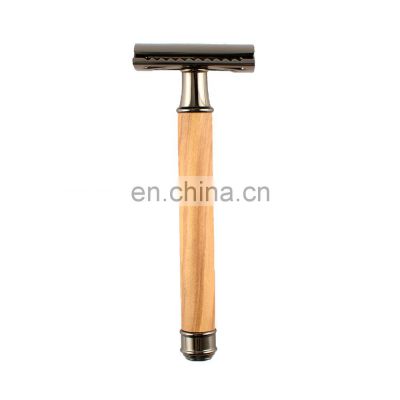 High Quality Nature Olive Wood Handle Razor Double Edge Men's Shaving Safety Razor