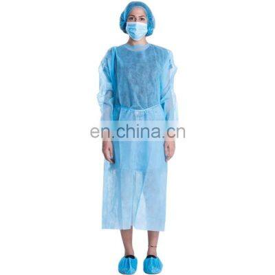 Disposable Cheap Knit Cuff Hospital Isolation Gown Blue Yellow PPE Gowns