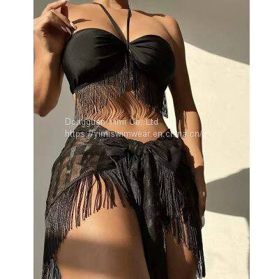 3 Pieces Ladies Women Sexy Swimsuit Bikini Set With Skirt Cover-up