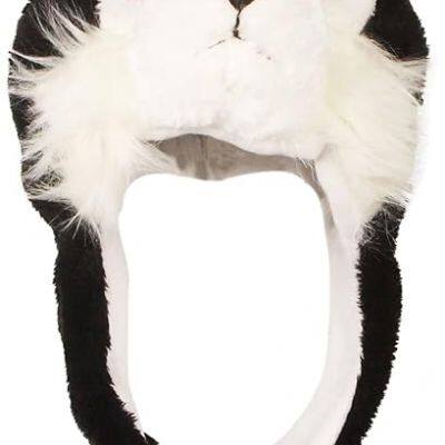 Cute Plush Animal Character Winter Hat Fun Ski Cap with Detailed Animal Face Long Ear Straps with Pom Pom Ends