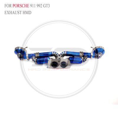 HMD Titanium Exhaust Catback for Porsche 911 997.1 Turbo/992 GT3 Car Accessories Muffler with tips With valve Exact Fit whatsapp+86 18946955156