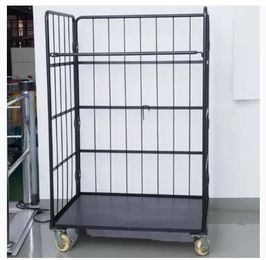 Powder Coating Foldable Storage Wire Mesh Logistic Trolley Metal Roll Container photo-2