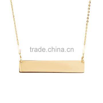 Stainless Steel Bar Necklace in 10kt Yellow Gold, Engrave Name Necklace