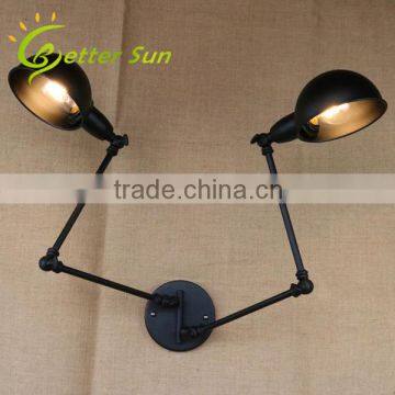 Double-headed Adjustable Swing Arm Black Iron Interior LED Wall Light