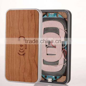 Three coil transmitter wooden wireless transmitter /qi wireless charger