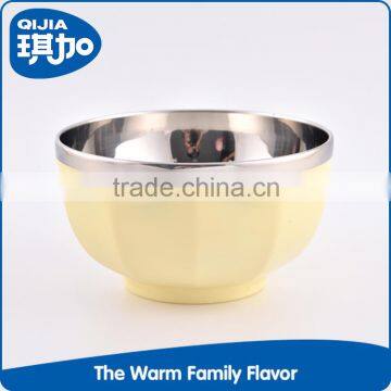 New arrive round stainless steel and plastic korean rice bowl for child