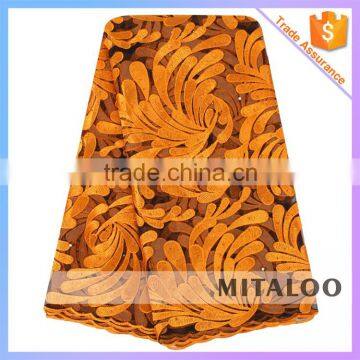 Mitaloo MFL0144 NIgerian Lace Styles African Bridal Net Lace Orange African Lace