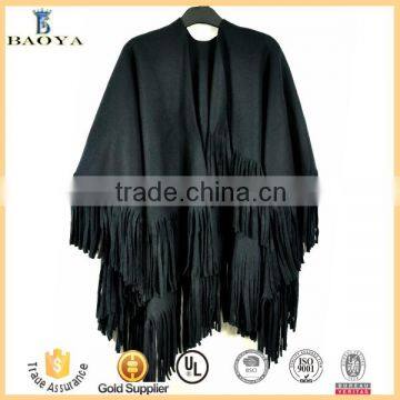 Fashion Factory Price Premium Lady Black Polyester Lace Shawl