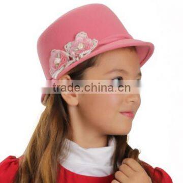 wool felt hats with lace butterfly for kids