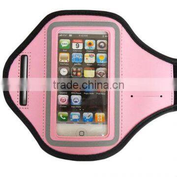 Whole cheap Reflective border around the PVC window Sport gym armband /adjust strap sport armbag for running / pink color