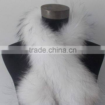 2016 High quality real white raccoon fur collar for garment