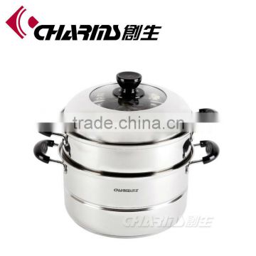 2016 Chuangsheng hot selling stainless steel stockpot with steamer&Factory price cooking pot