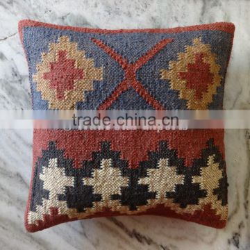 Hand Woven Kilim Cushions 18X18 Throw Pillows Jute Boho Sham Indian Pillow Cases