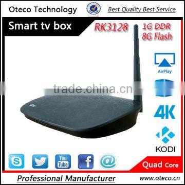 2015 Android 4.4.4 Kitkat android tv box Quad Core rk3128 smart tv box with online tv