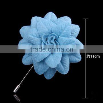 Bule Fabric Wool Flower Pins,Artificial Flower Lapel Pin For Dress