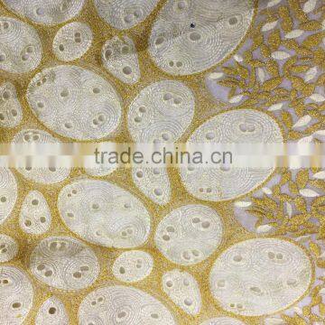 2016 China Cupion African Lace Embroidered Organza Bridal Lace Fabric Guipure Lace Fabric photo-2