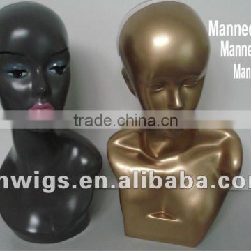 Hotsale Black mannequin head for hairdresser/100% human hair mannequin head