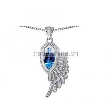 Angel Wing Pendant With Marquise Shape Stone