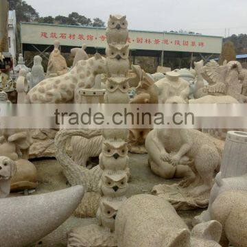 Small granite stone owl sculpture animal carving