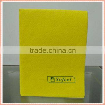 Needle punched nonwoven fabric yellow color household cleaning cloth, household cloth ( 30%viscose, 70%poleyster, nonwovens)