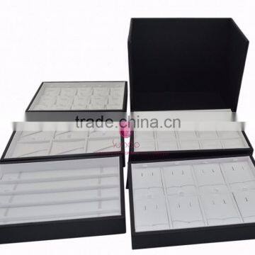 Black Stackable Wooden Jewelry Tray for Ring Pendant Necklace Bangle photo-5