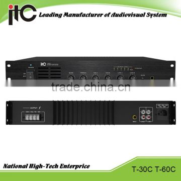 ITC T-30C Series Economical 30W 60W Support 2 Line and 2 Mic Input PA System Integrated Amplifier