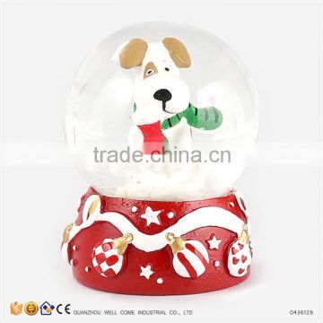 New Products 2016 Christmas Snow Globe Resin Cartoon Dog Statues for Sale