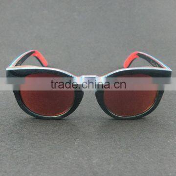 Recycled Skateboard Wood Sunglasses 2016 Cat Eye Shape Wood Sunglasses photo-6