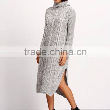 2016 Cold Winter Thick Long Sleeve Mock Neck Pullover Long Women Sweater Dress Quality Choice photo-4