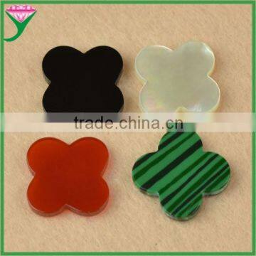 Hot Products Double Flat Polished Four Leave Clover Rough Synthetic Green Malachite Stone for Sale photo-4