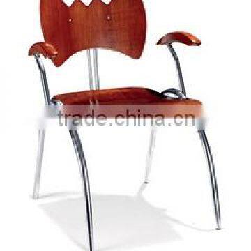 Wood frame coffee shop chairs / restaurant chaiir with Chromed metal leg HE-530