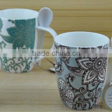 11OZ indian sally flower design full decal print coffee cups, shiny surface porcelain mug, KL5005-912