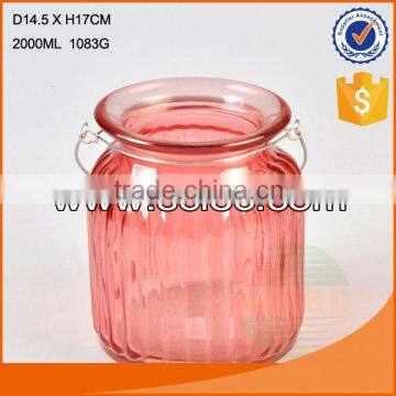 vertical grain different color round glass coffee bean storage jar with glass lid