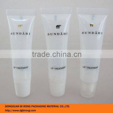 plastic material squeezable clear lip balm tube with screw cap