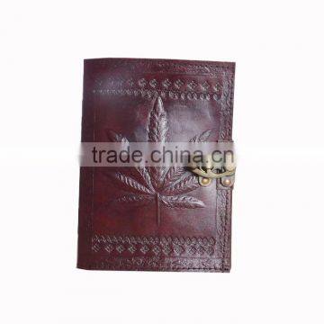Petal Design Embossed Leather Journal With Metal Lock