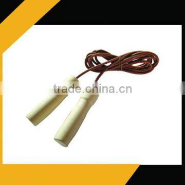 Wood handle Leather Jump rope, 275cm