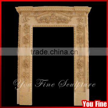 High Quality Carved Statue Yellow Marble Door Surround Design