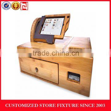 Small wood cash counter display stands