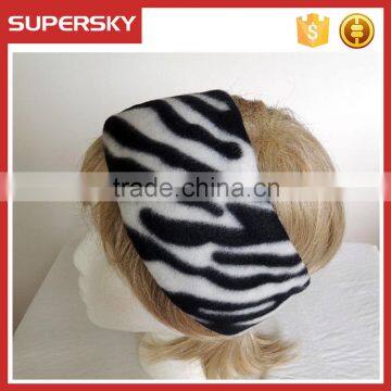 A-121 Winter Sports Zebra Fleece Headband Earmuffs Polar Fleece Hairband Headwarmer Fleece Earmuffs Head Warmer