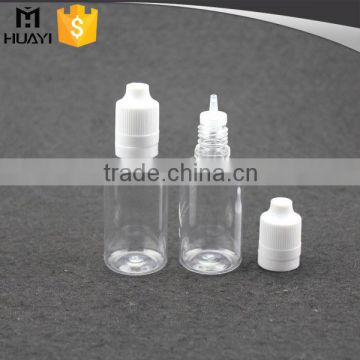 Clear e-liquid bottle with tamper evident seal